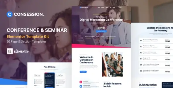 Consession – Conference & Seminar Elementor Template Kit