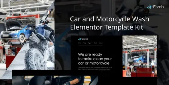 Esreb – Car & Motorcycle Wash Elementor Template Kit