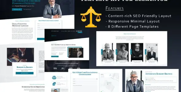 Ukila – Lawyer & Attorney Elementor Template Kit