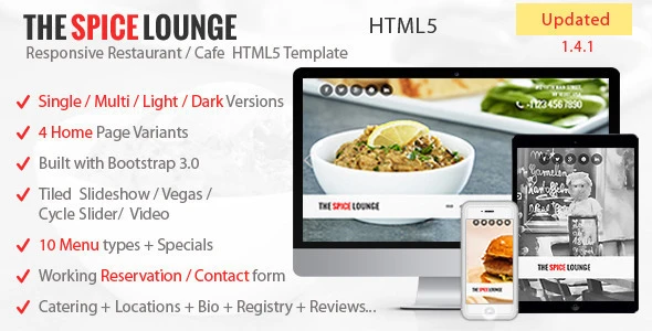 The Spice Lounge – Restaurant / Cafe HTML5 Template