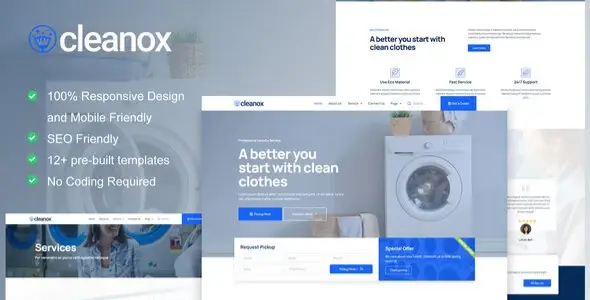 Cleanox – Laundry Service Elementor Template Kit