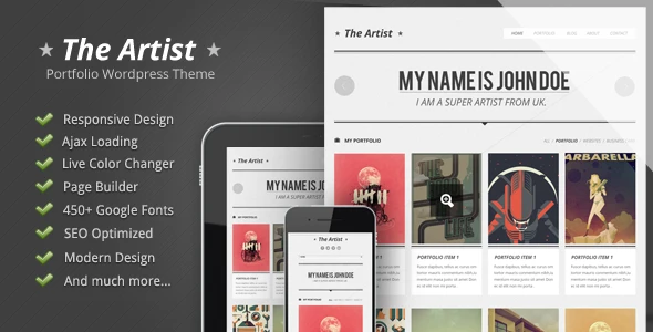 The Artist – Clean Responsive Portfolio WordPress